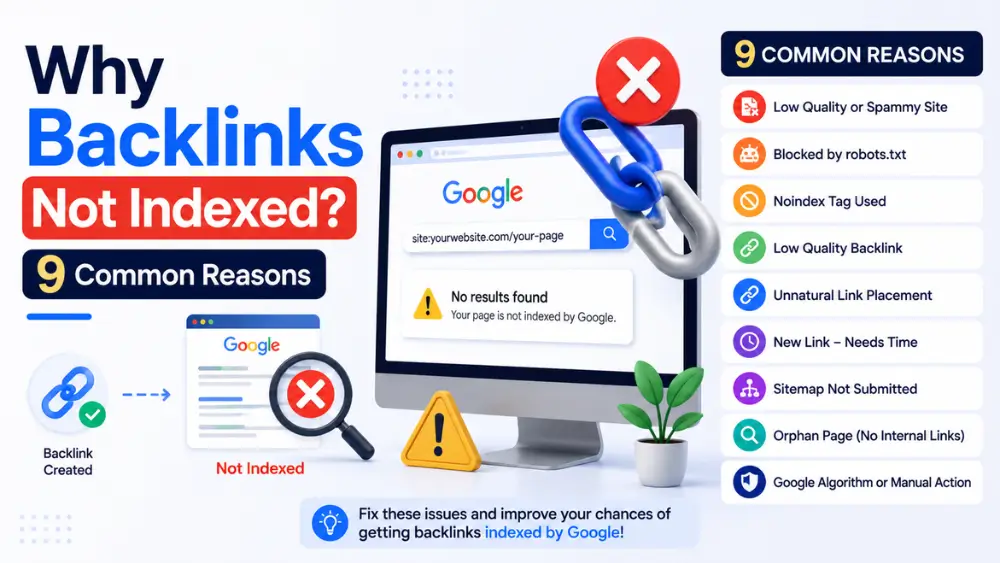 Why backlinks are not indexed? 9 common reasons affecting Google backlink indexing